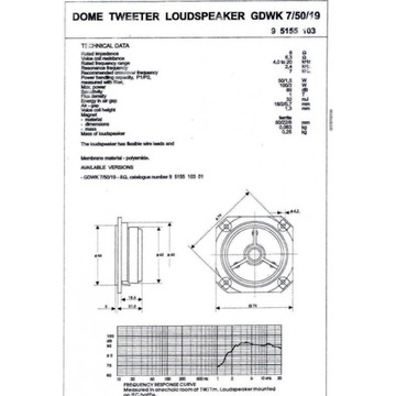 Tonsil GDWK 7/50/19 8 Ом 100 Вт твитер