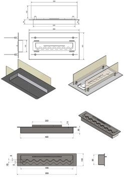Биокамин - горелка для встроенной мебели Inox 600 мм.