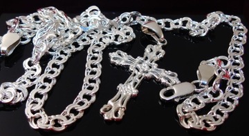 Łańcuszek Srebrny Galibardi z krzyżykiem 55cm