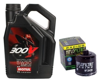 Масло MOTUL 300V 5 W 30 4л + фильтр Hiflo Racing