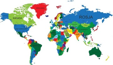 Наклейки на стену с картой мира с названиями стран