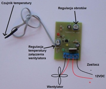 WENTYLATOR KOMINKA TERMOSTAT + REG OBROTÓW KOMINEK