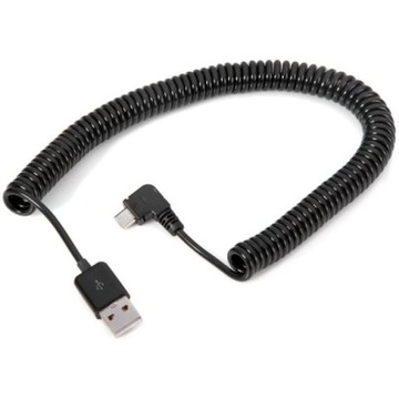 Угловой кабель USB — MicroUSB, спиральная пружина 3M