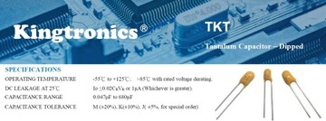 Танталовый конденсатор THT 4,7 мкФ, 25 В, 2,54 мм