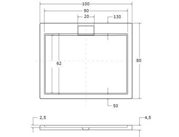 AXIM UltraSlim душевой поддон 100 x 80, белый + сифон