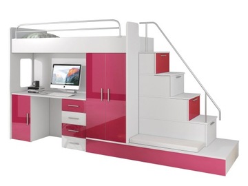 Bunk bed raj 5 with a table complete with a table 2 mattresses - free of charge seat, фото