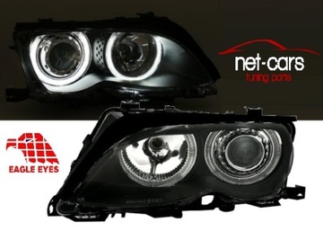 Фонаря рефлекторы bmw e46 седан -05 angel глазки ccfl черное led подсветка, фото