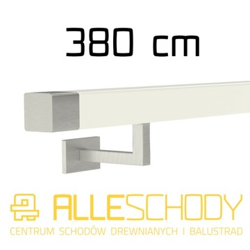 Handrail wall-mounted wooden 40x40 380cm white inox, фото