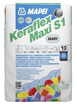 Keraflex maxi s1 25kg mapei сірий клей для плитки гнучкий c2te s1, фото