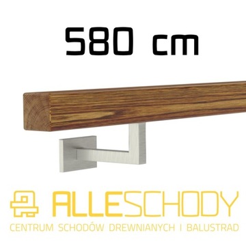Handrail wall-mounted wooden 40x40 580cm oak color, фото
