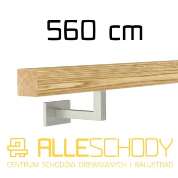 Handrail wall-mounted wooden 40x40 560cm oak color, фото