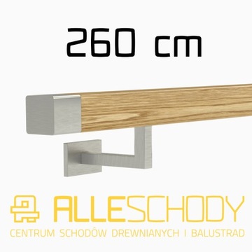 Handrail wall-mounted wooden 40x40 260cm oak color, фото