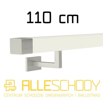 Handrail wall-mounted wooden 40x40 110cm white inox, фото