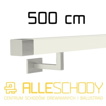 Handrail wall-mounted wooden 40x40 500cm white inox, фото