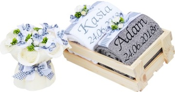 Towels з in the name of з embroidery on anniversaries wedding, фото