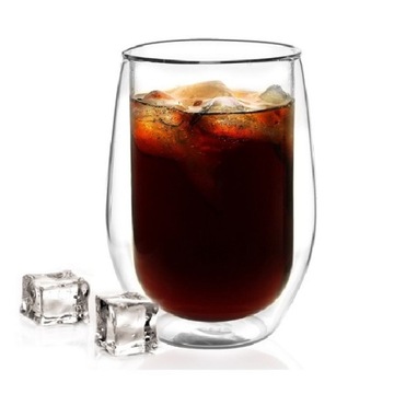 Glass 2 thermal glasses coffee herbs latte cappuccino juice great amo 400, фото
