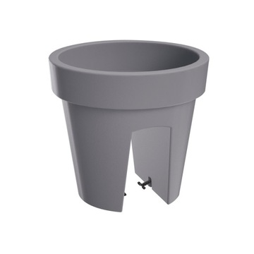 Flowerpot prosperplast 24, 5 centimeters x 24, 5 x 22 centimeters diameter 24, 5 centimeters plastic shades of gray 1 silver, фото
