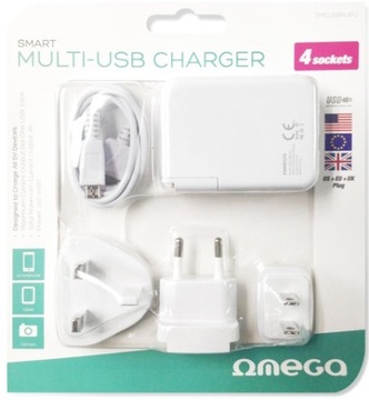 Omega 4 x USB зарядное устройство для путешествий EU US EN