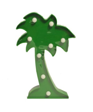 Декоративная лампа на батарейках дерево пальма зеленая