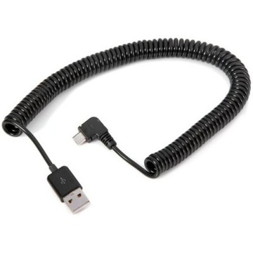 Кутовий кабель USB-microUSB пружинна спіраль 3М
