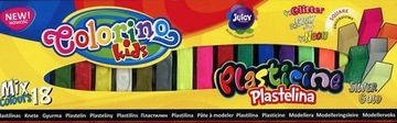 Пластилин 18 цветов Неоновые блестки Colorino Kids