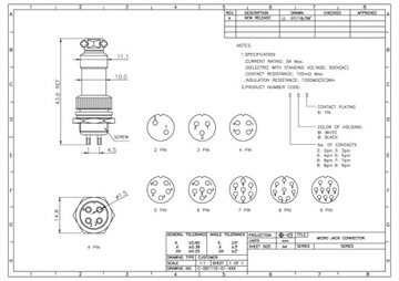 Разъем для микрофона Mini NC/CB, набор 4-контактный