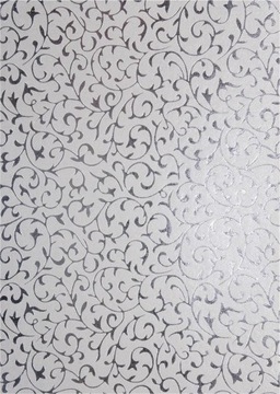 Papier perłowy biały koronka srebrna 18x25 5szt.