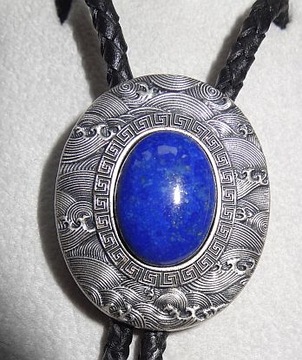 Lapis lazuli Lazuryt z japońskim wzorem bolo country western plec skóra nat