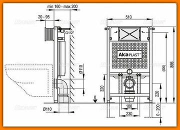 КАРКАС УНИТАЗА Скрытый НИЗКИЙ A101/850 мм AlcaPLAST