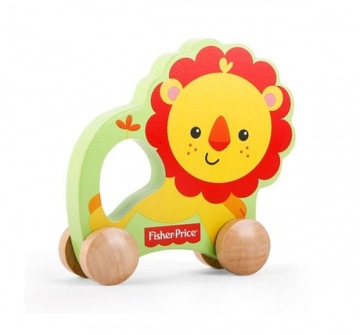 FISHER PRICE DREWNIANY LEW NA KÓŁKACH