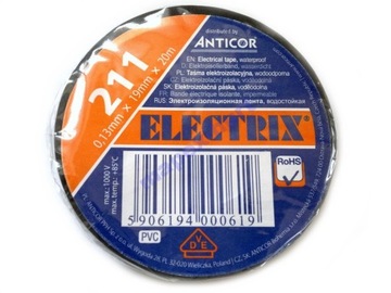 Anticor Electrix 211 Изолента ПВХ 0,13мм х 19мм х 20м черная 10 шт.