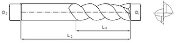 Фреза VHM 2р для АЛЮМИНИЯ 4мм x 16 мм x 75 мм LONG CNC