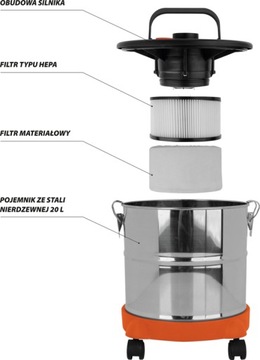 ПЫЛЕСОС ДЛЯ КАМИНА ASH 20L HEPA BLOWER