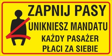 IN 30 naklejka zapnij pasy unikniesz mandatu7,5x15