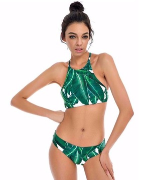 ZIELONY TROPICAL STRÓJ KĄPIELOWY BIKINI LIŚCIE PL