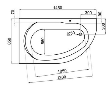 MIKI угловая ванна 145x85 см + сифон