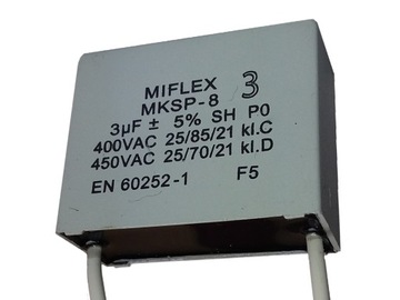 KONDENSATOR silnikowy MIFLEX 3uF / 400V MKSP-8