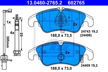 Колодки передние диски ATE - AUDI Q5 320 мм