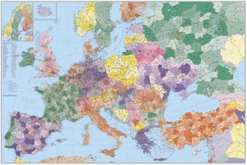 EUROPA KODOWA MAPA ŚCIENNA W RAMIE ALUMINIOWEJ