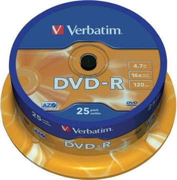 Płyty DVD-R VERBATIM 4,7 GB AZO 25 szt