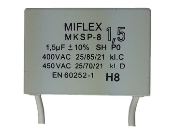 KONDENSATOR rozruchowy MIFLEX 1,5uF 400/450 MKSP-8