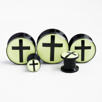 Заглушка 5мм BLACK CROSS GLOW IN THE DARK туннель