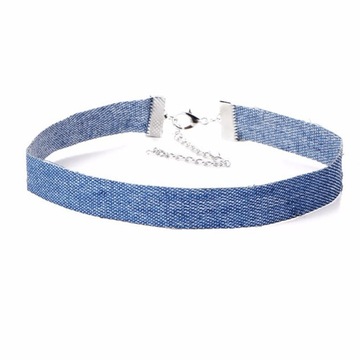 CHOKER NASZYJNIK JEANSOWY STYLOWY MIĘKKI 6 SZTUK