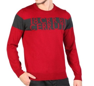 CERRUTI sweter męski CZERWONO-SZARY size M