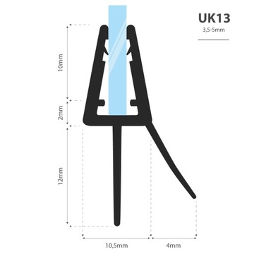Уплотнитель для душевой кабины 30см 3,5 5 мм UK13