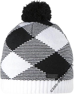 Шапочка Barts Greg Beanie черная с помпоном в клетку*W-Wa