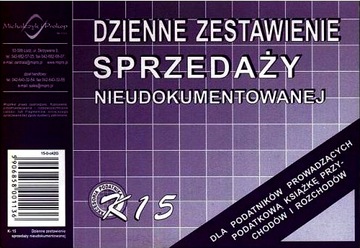 Druk bloczek DZIENNE ZESTAWIENIE SPRZEDAŻ K15 Dr17