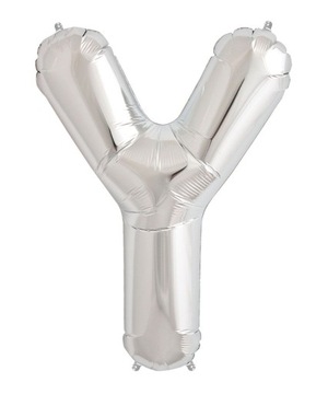 SREBRNY BALON KSZTAŁT LITERY 40CM SREBRNA LITERA Y