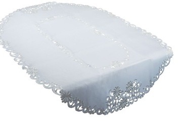 Obrus haftowany 110x160 owal 213 kremowy