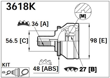 НАРУЖНЫЙ ШРУС VOLVO S60 И S80 V70 2000-2010 2.0 2.4 без турбонаддува